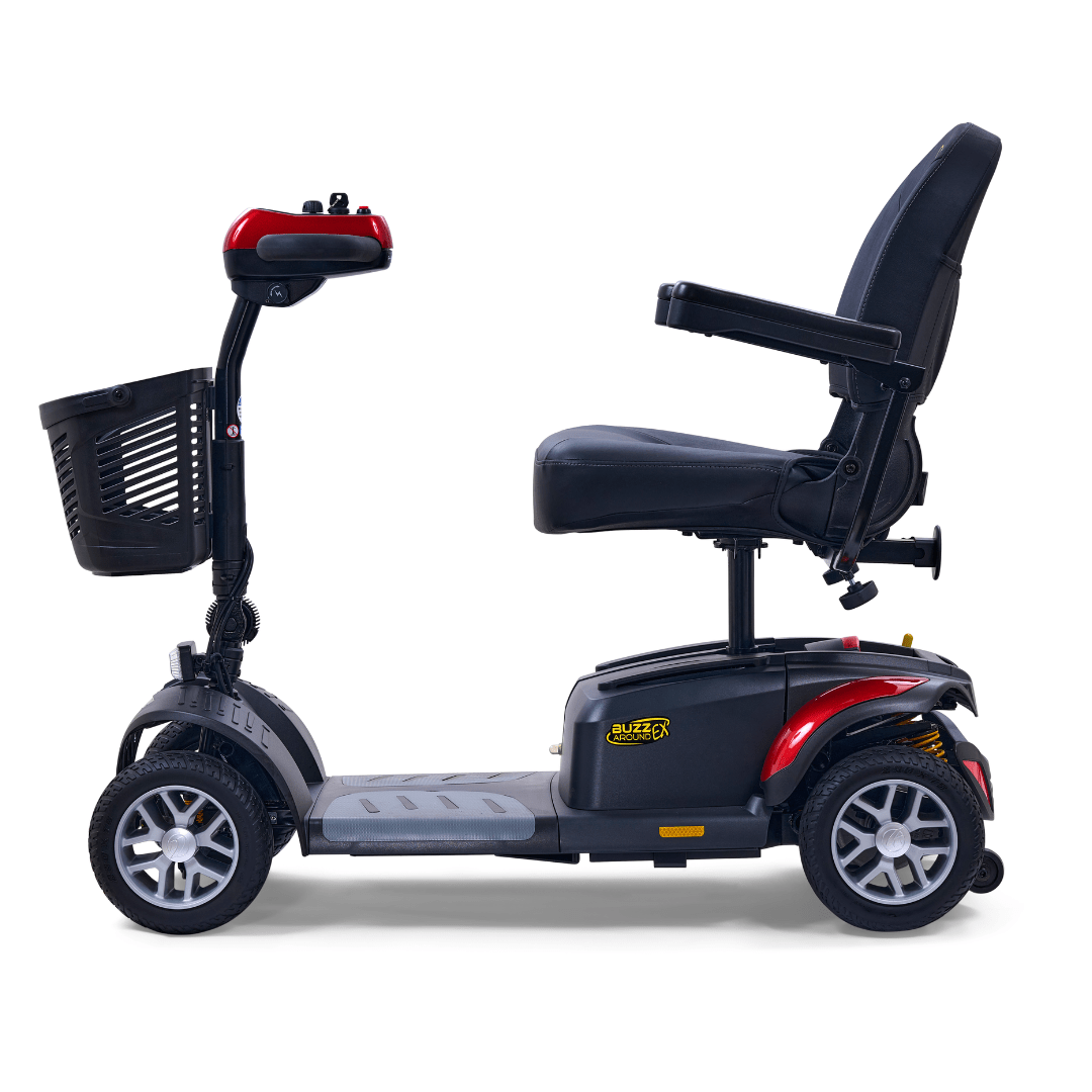 The Buzzaround EX 4-Wheel features the portability and easy disassembly of a lightweight scooter with the amazing benefits of a full-size scooter.